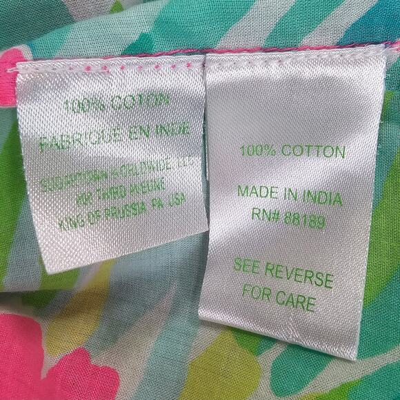 Lilly Pulitzer Tunic Shirt Womens Small Green Pink Amelia Island Tropical Storm - Picture 10 of 14